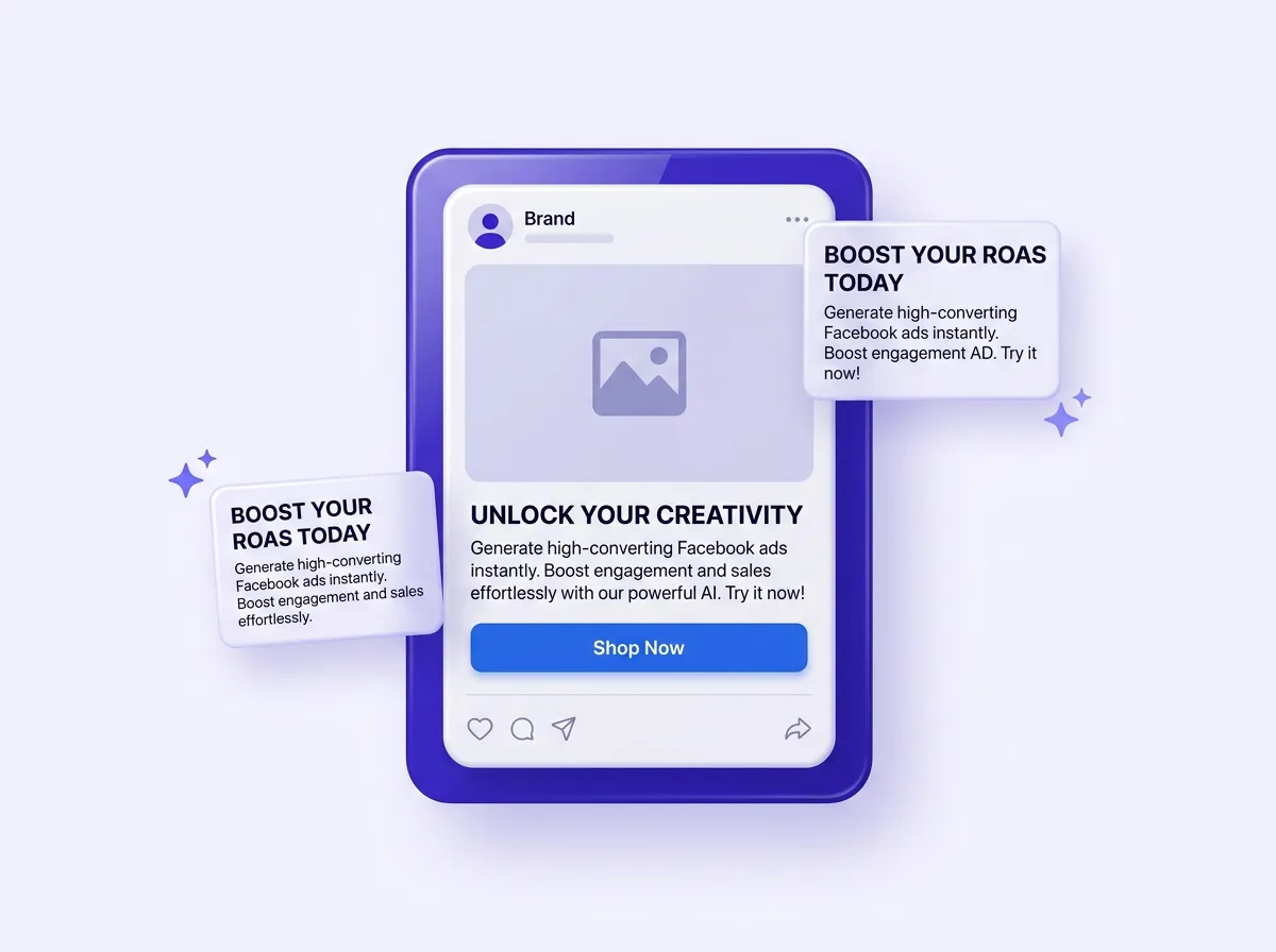 AI Facebook ad copy generator writing high-converting ad variations