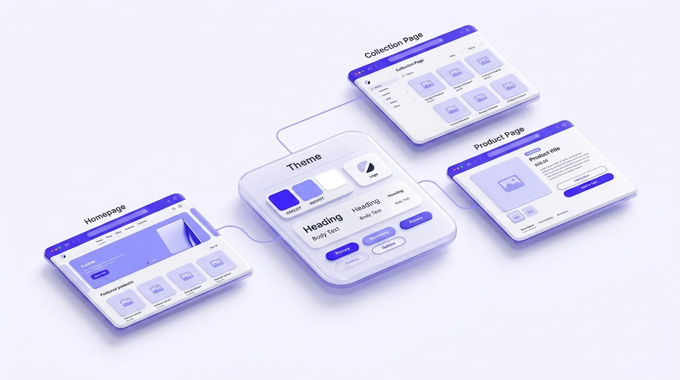 Matched Shopify theme applied across an AI-built dropshipping website