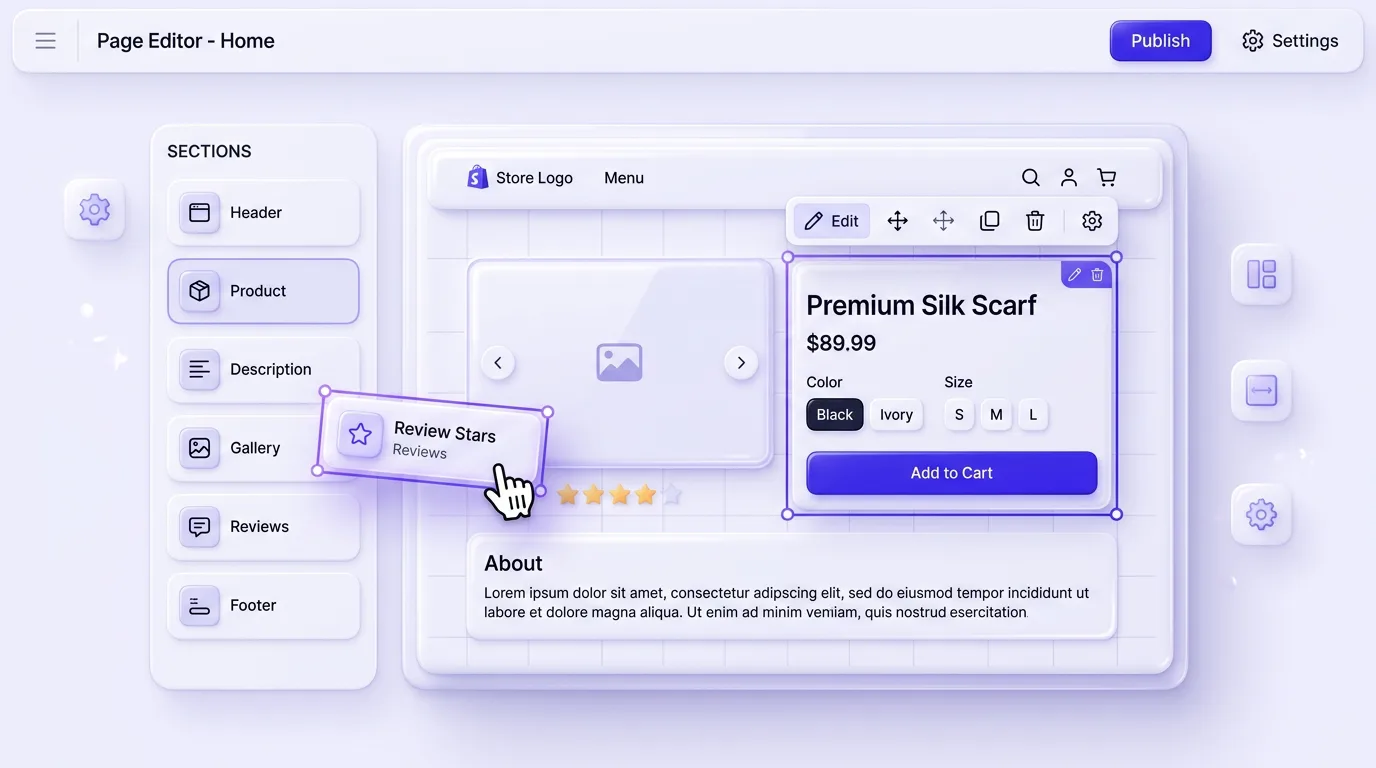No-code editing of an AI-generated Shopify product page