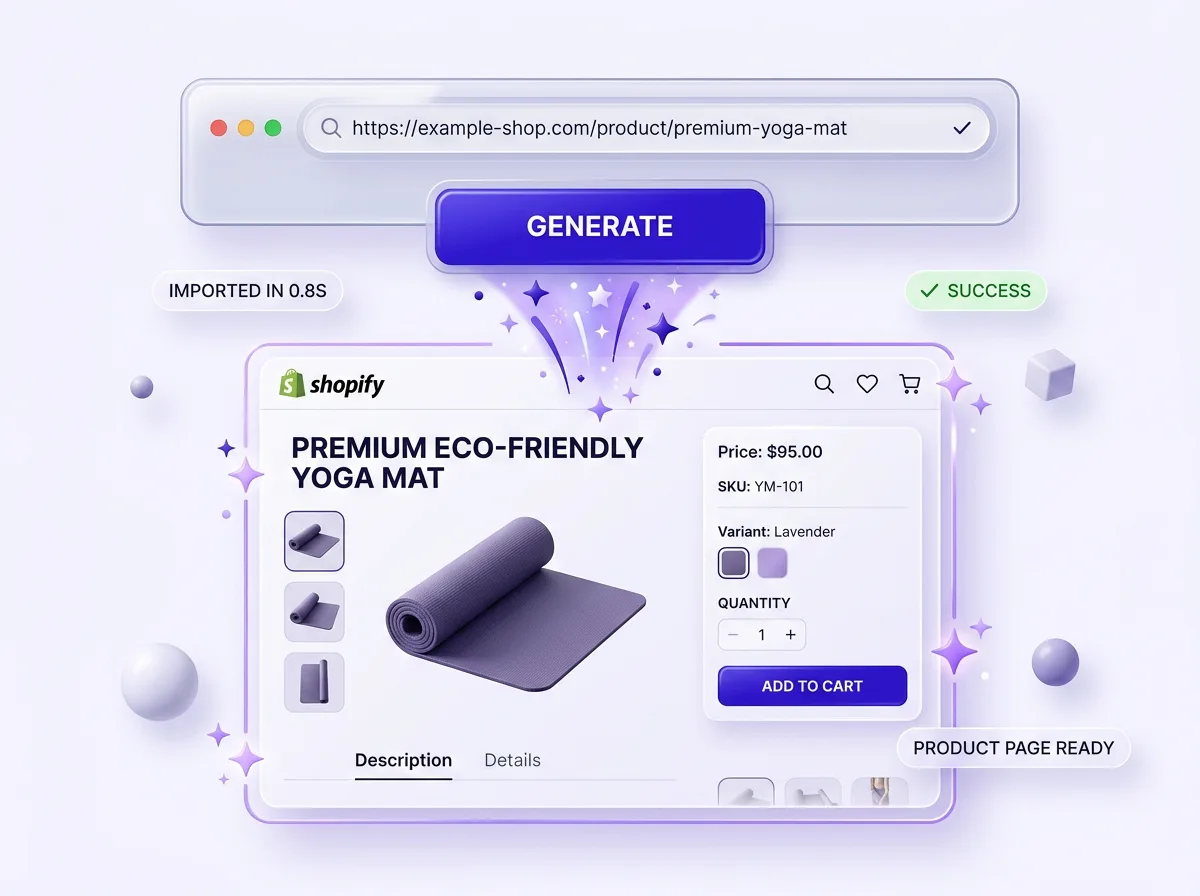 Importing an AliExpress product page into Shopify with PagePilot in one click