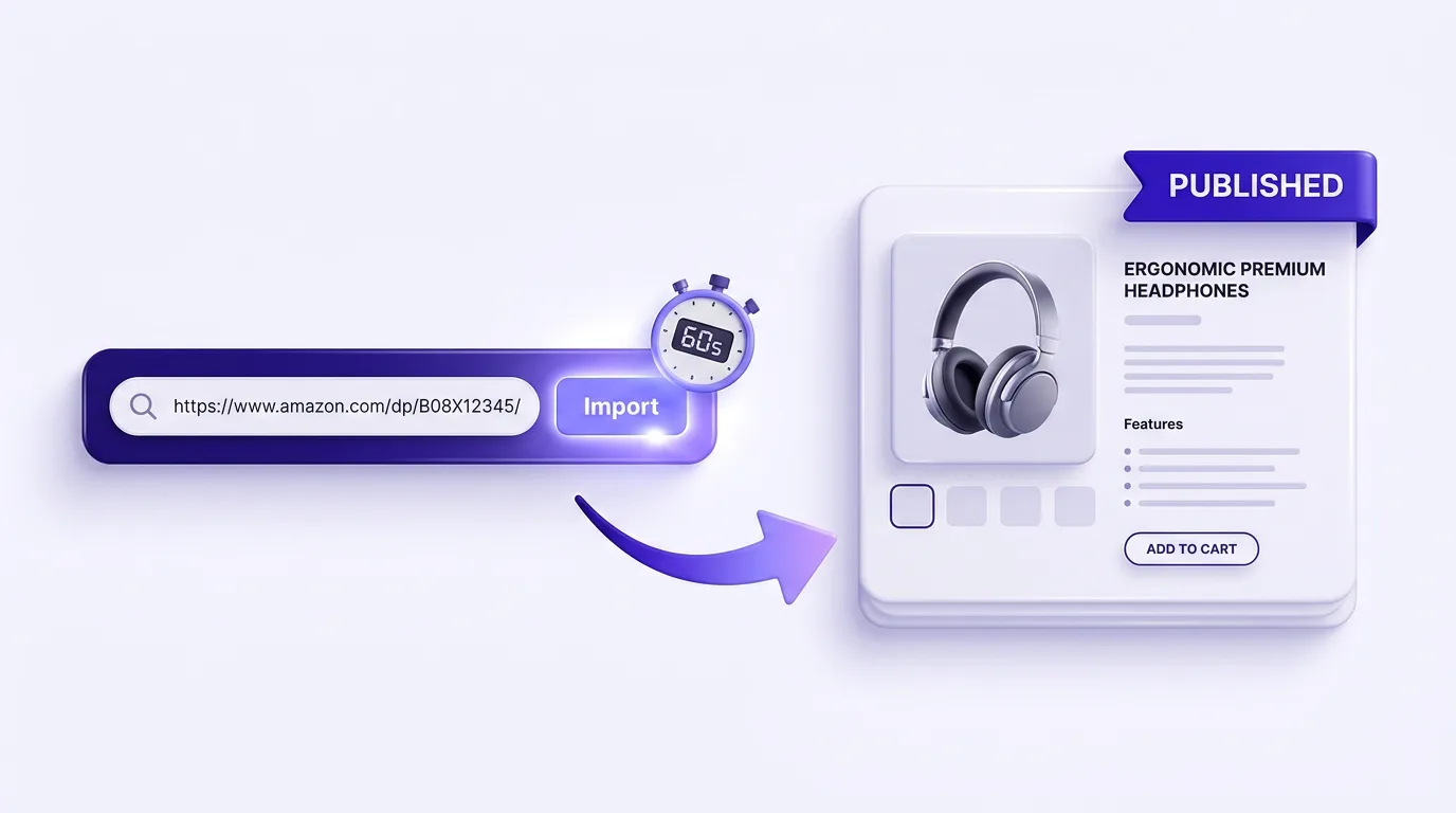 Pasting an Amazon link to import a product into Shopify in under a minute