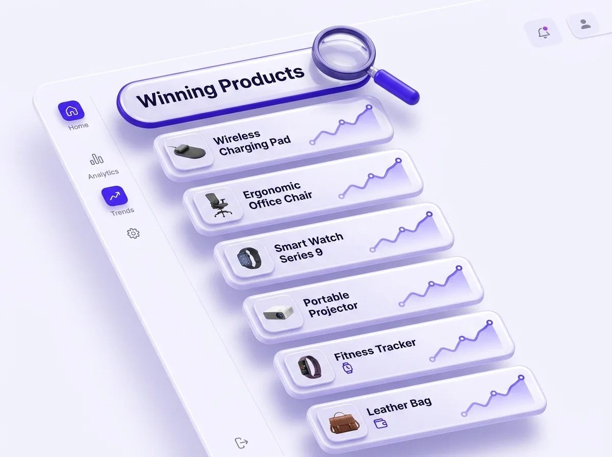 Daily winning-products research feed in PagePilot
