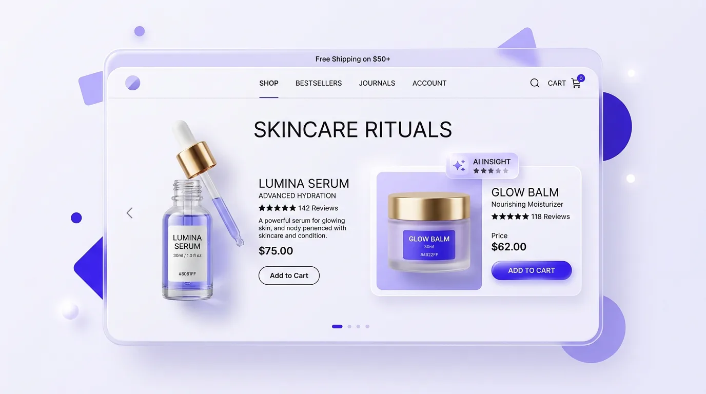 Branded beauty dropshipping store product page built with AI
