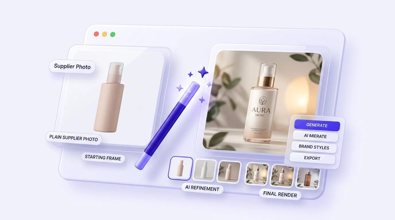 AI product image generation for a skincare dropshipping product
