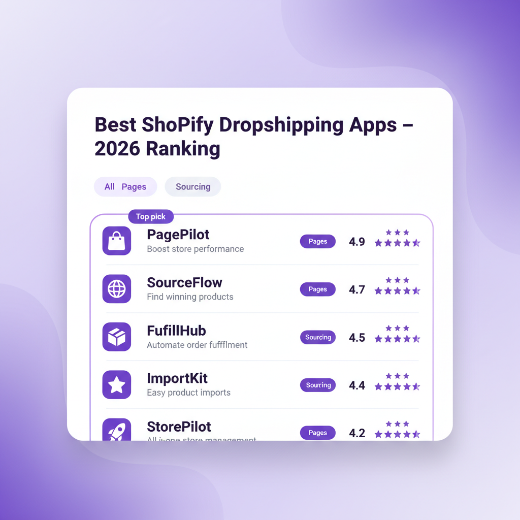 Ranking of the best Shopify dropshipping apps for 2026