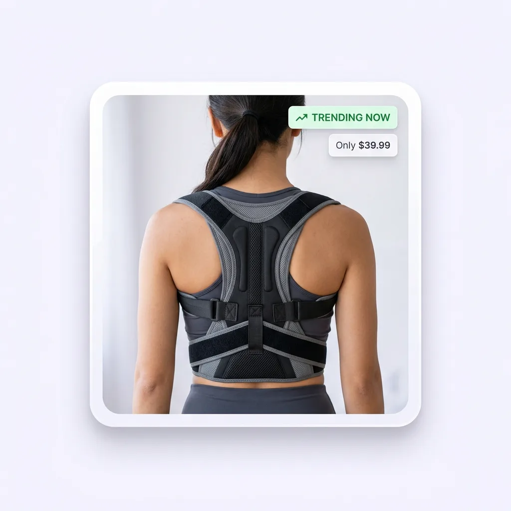 Trending product to dropship: posture corrector curated by PagePilot