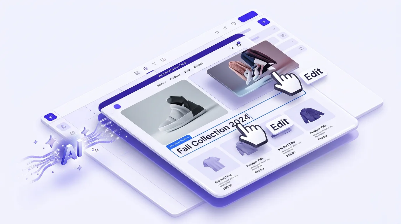 Editable AI-generated Shopify pages inside the drag and drop builder