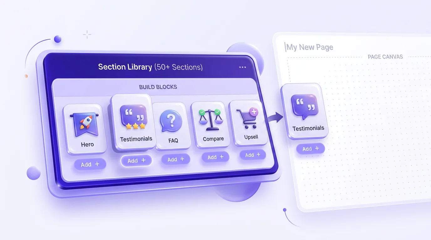 Shopify sections and blocks library with drag and drop blocks