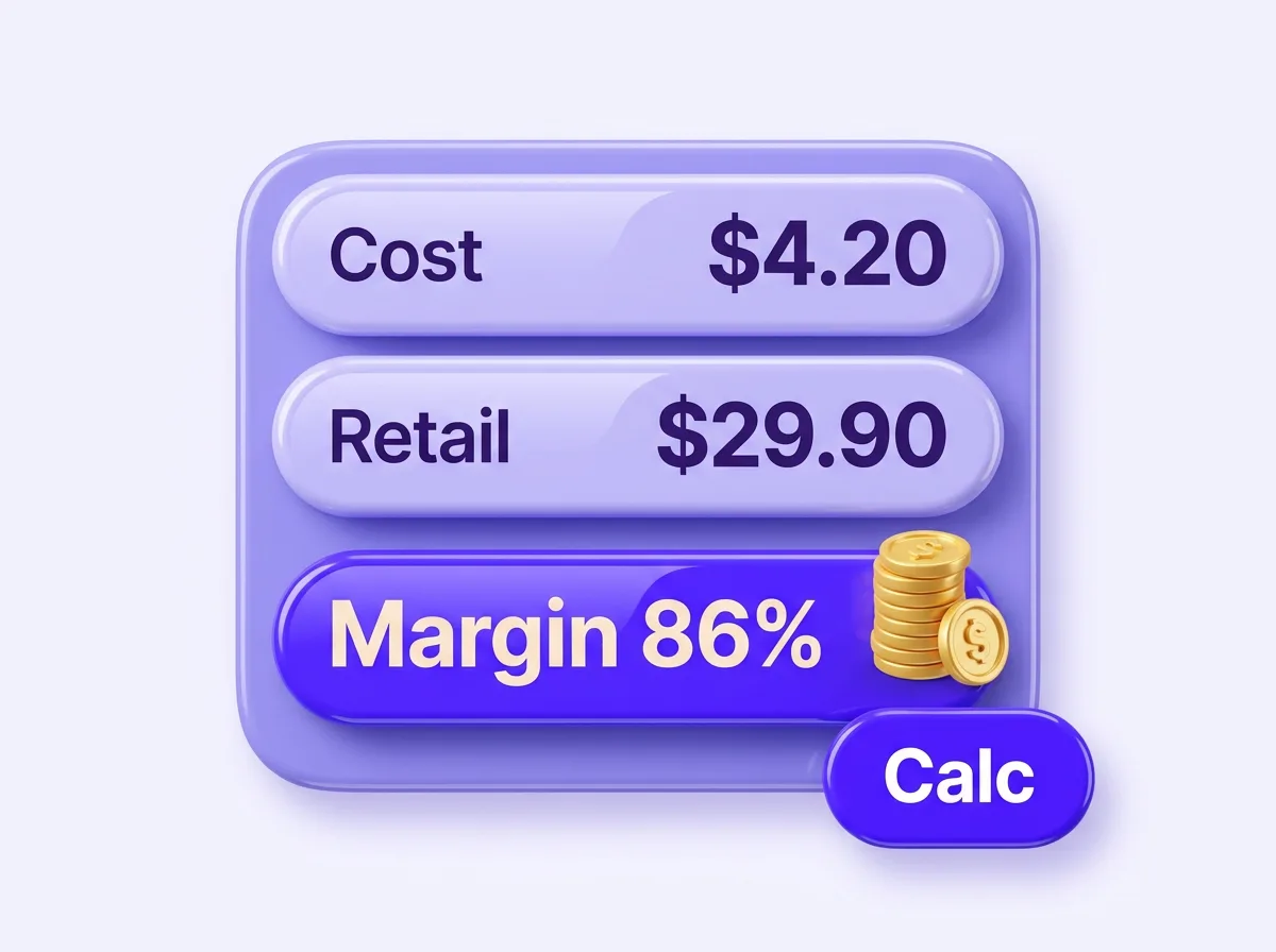 Dropshipping margin calculator comparing supplier cost against suggested retail price