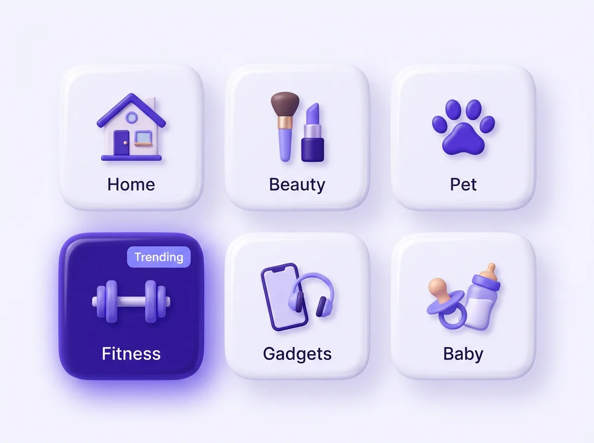 Dropshipping niche categories for product research including home, beauty, pet, and fitness