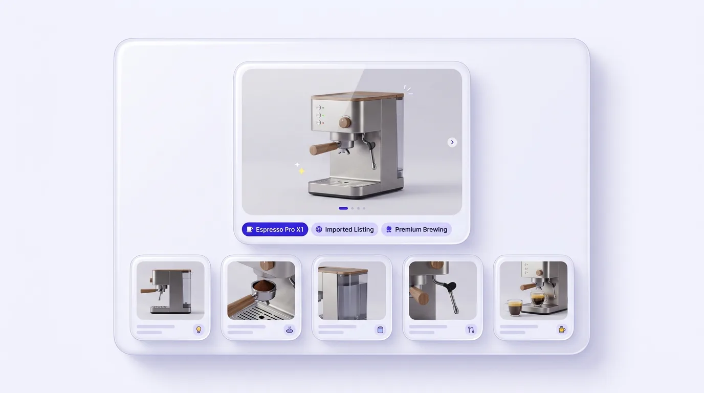 eBay listing photos arranged in a Shopify product gallery