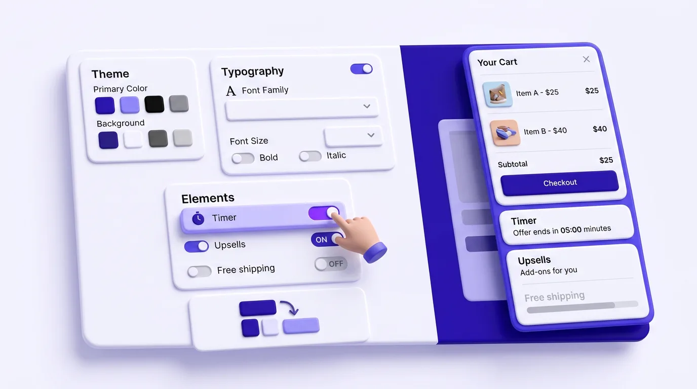 No-code visual editor for the Shopify cart drawer