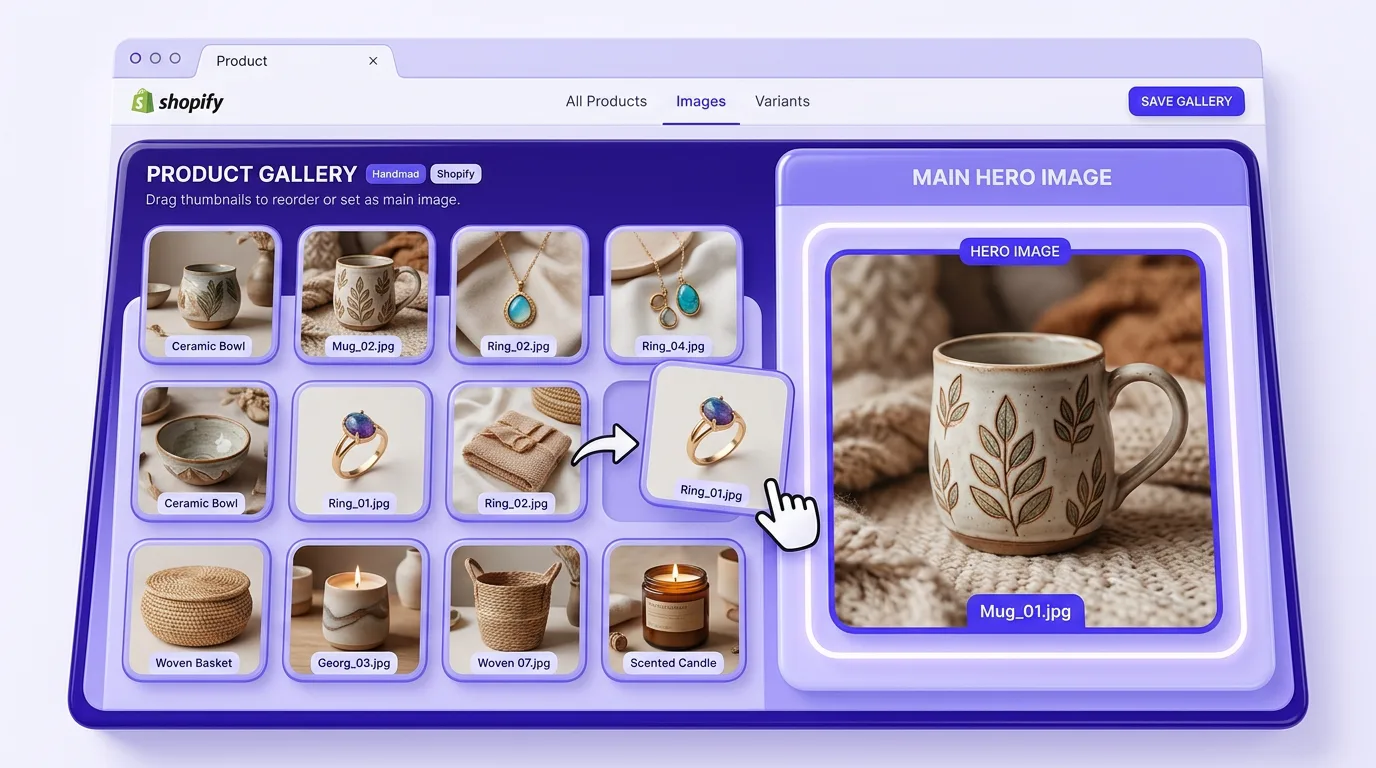 Etsy listing photos imported into a Shopify product gallery
