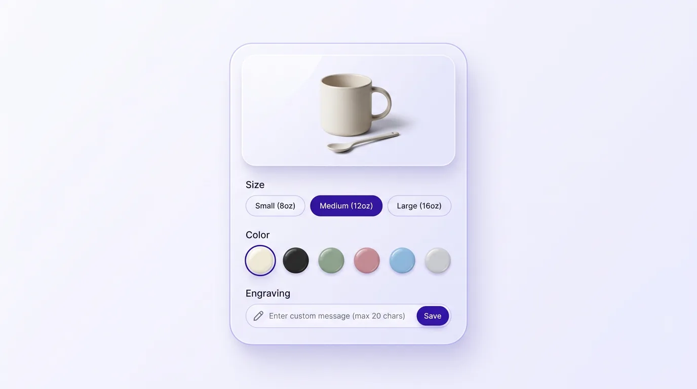 Etsy personalization options mapped to Shopify product variants