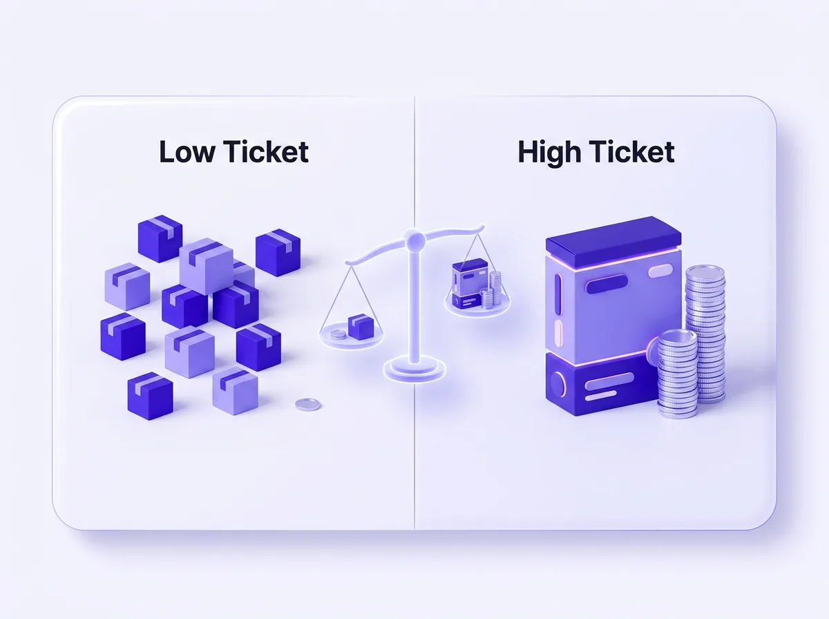 High ticket vs low ticket dropshipping comparison of margins and sales volume