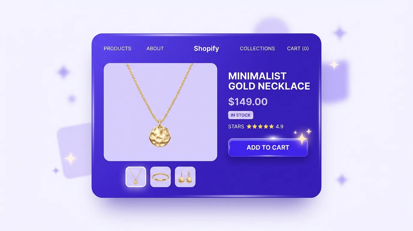 Branded jewelry dropshipping product page built with AI for Shopify