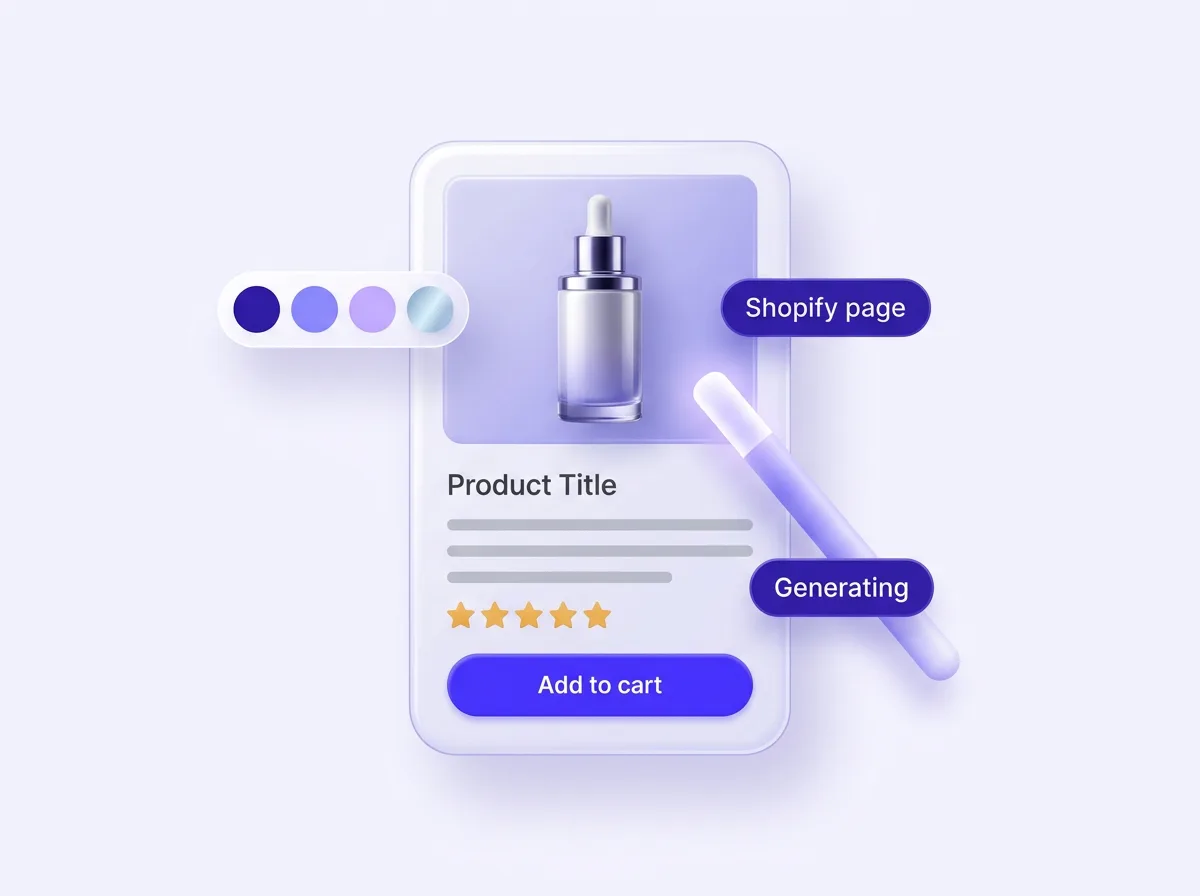 AI building a branded private label product page for Shopify