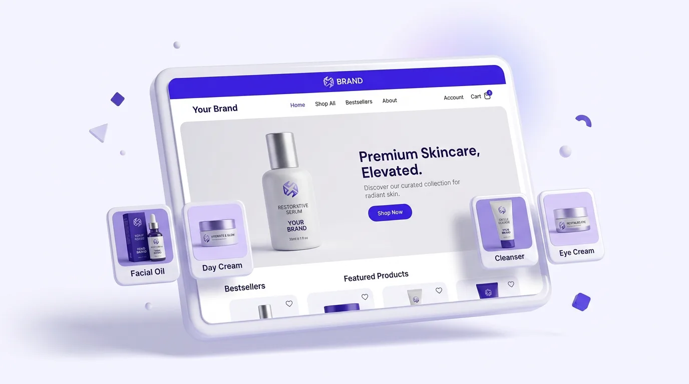 Branded Shopify store built for private label dropshipping with matching product pages