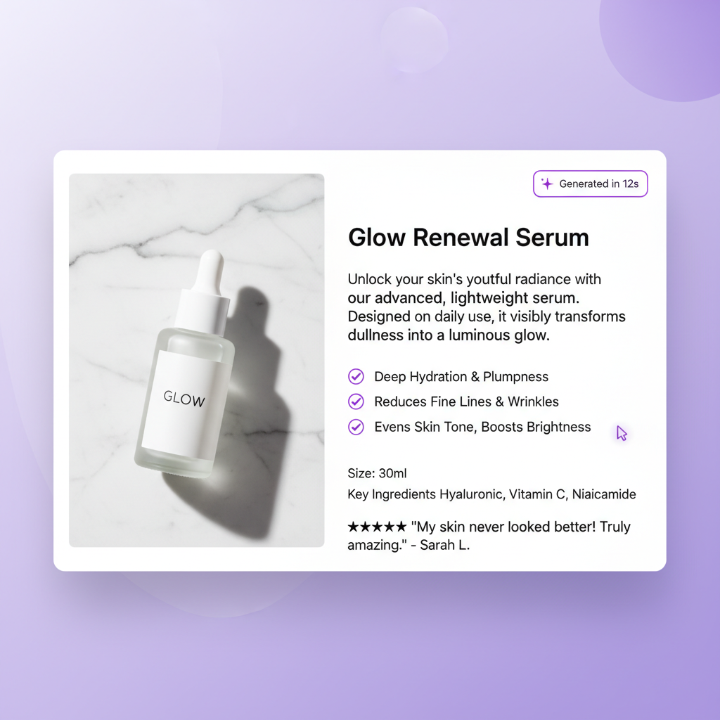 AI writing a Shopify product description in a brand voice