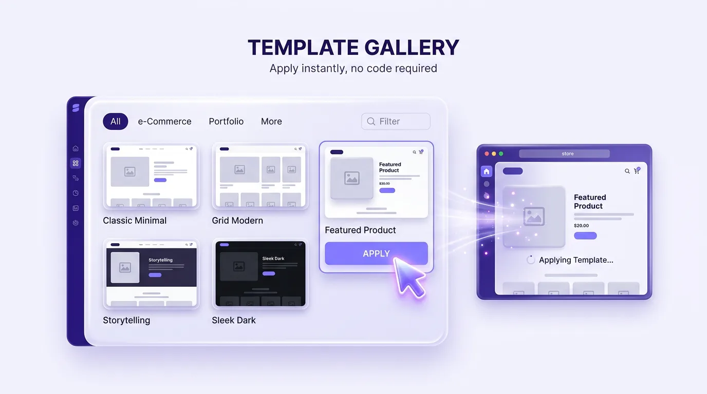 One-click apply for a high-converting Shopify product page template in PagePilot