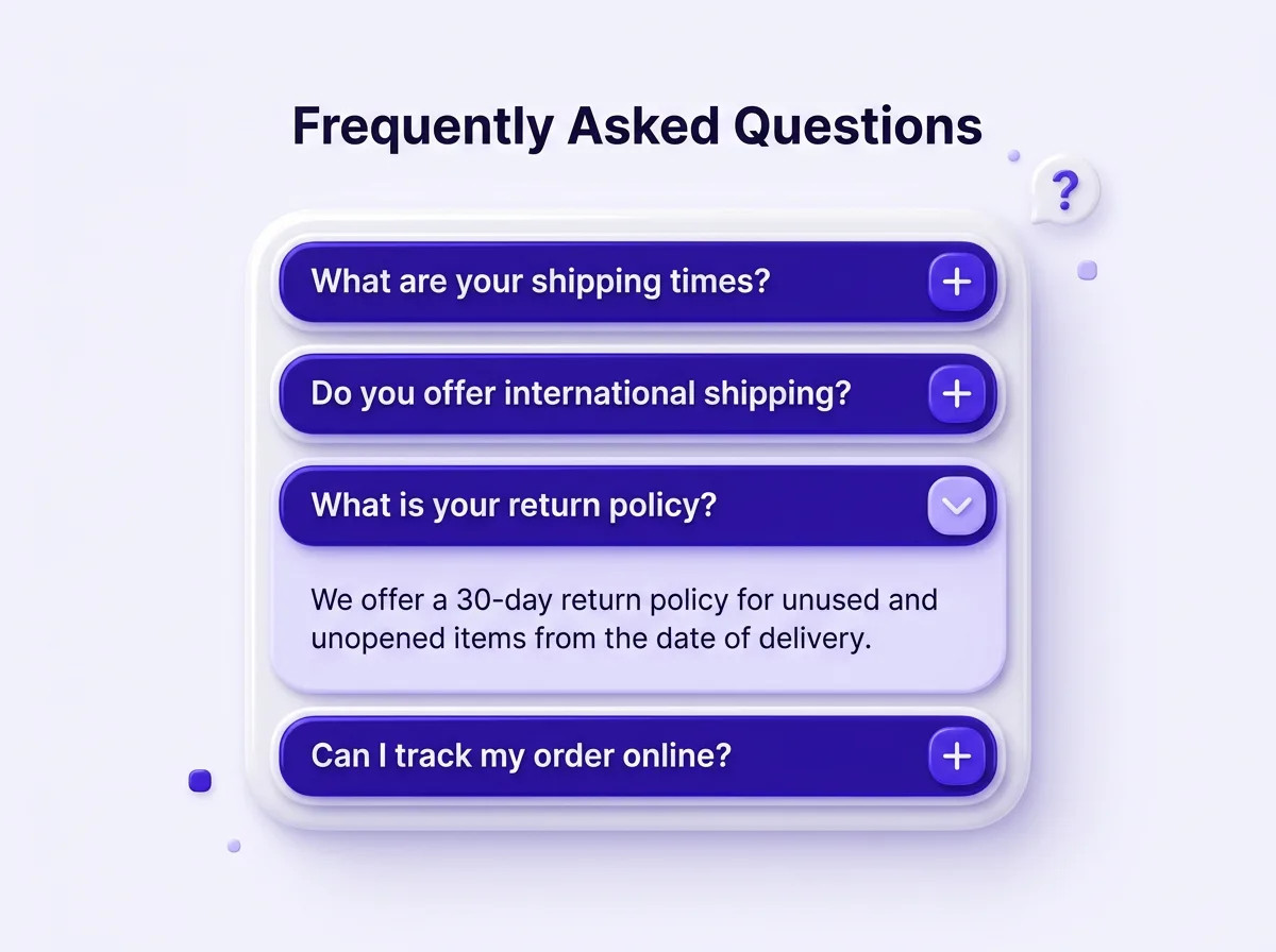 Shopify FAQ accordion section block for product pages