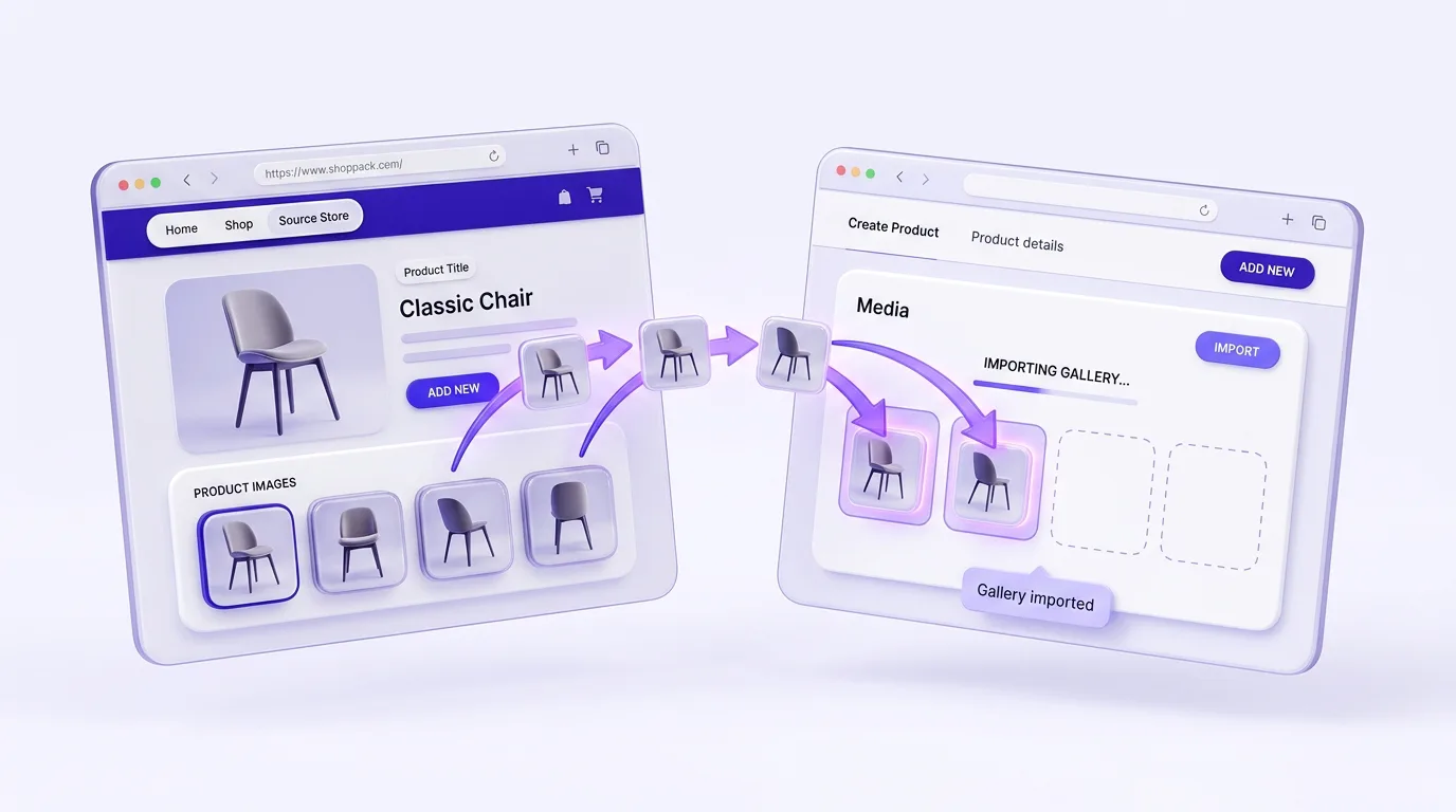 Importing a product gallery from another Shopify store into a new product page