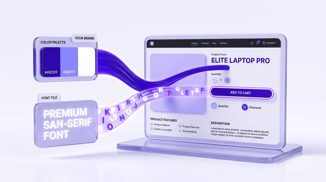 Your store colors and fonts applied to an imported Shopify product page