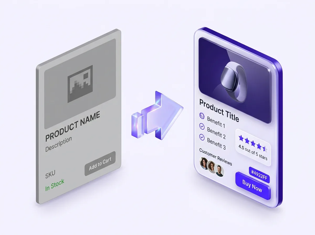 A generic supplier listing transformed into a high-converting Shopify product page