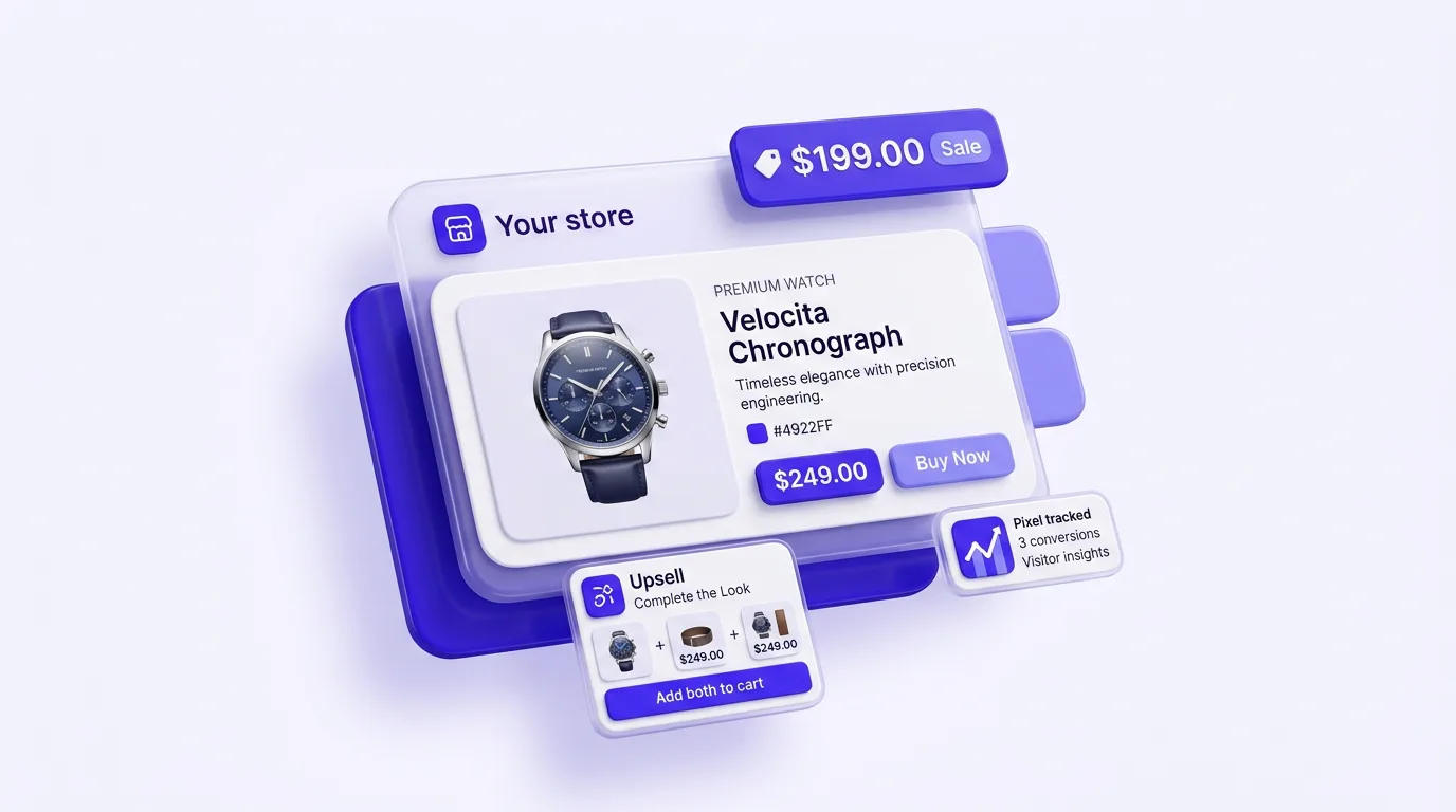 Branded Shopify product page with your own price, upsells, and pixels built from a TikTok Shop link