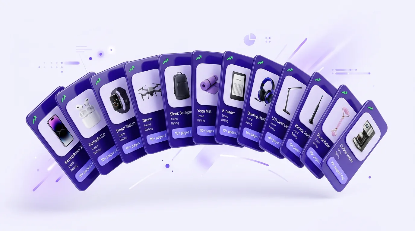 Shopify product pages for several trending TikTok Shop products tested in a day